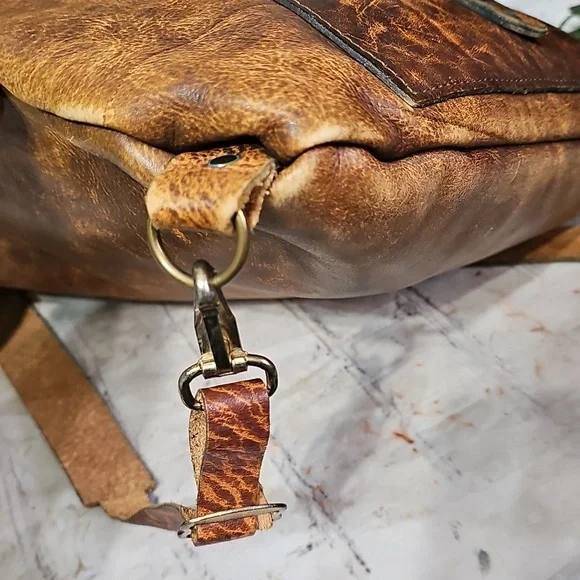 Vintage 1970s Leather Flap Closure Drawstring BackpackDay Backpack Carry On